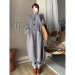 Solid Button Front Turtle Neck Cardigan, Casual Long Sleeve Pocket Oversized Sweater Overcoat, Women's Clothing