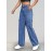 Elastic Waist Washed Straight Jeans, Loose Fit Flap Pockets Y2K Style Cargo Pants, Women's Denim Jeans & Clothing